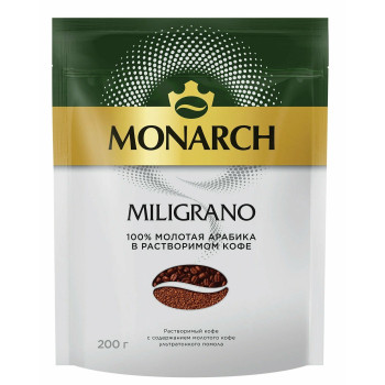 Кофе растворимый Monarch Miligrano с добавлением молотого, 200г