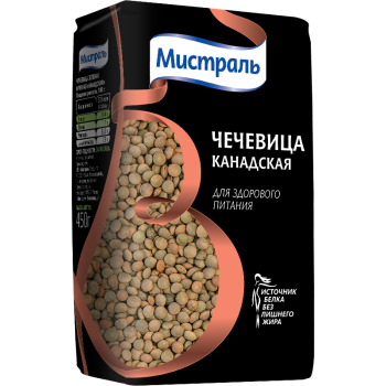 Чечевица Зеленая крупная 450гр (МИСТРАЛЬ)