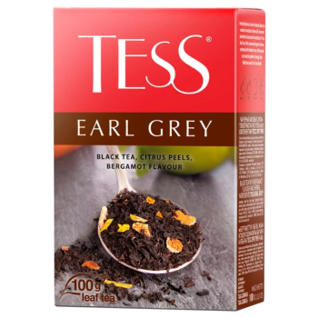 Чай черный байховый TESS Earl Grey с цедрой цитрусовых и ароматом бергамота, 100г