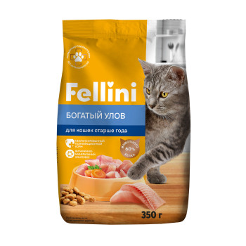Кошачий корм сухой Fellini Богатый улов 350г