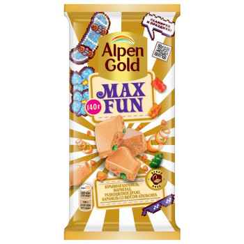 Альпенгольд МаксФан 140г.  Взрывная Карамель со Вкусом Апельсина