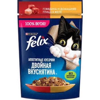 Корм для кошек Felix Двойная Вкуснятина 75г говядина, птица
