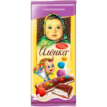 Шоколад молочный Алёнка с молочной начинкой и веселинками, 87г