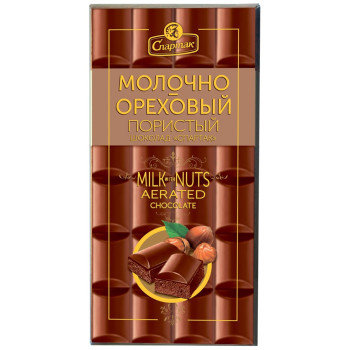 Шоколад Спартак Пористый Молочно-Ореховый, 70г