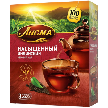 Чай черный Лисма Насыщенный Индийский, 100 х 1,8 г
