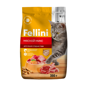 Кошачий корм сухой Fellini Мясной микс 350г