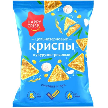 Чипсы Кукурузно-рисовые Happy Crisp  50г.  Сметана и Лук