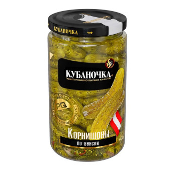 Корнишоны маринованные по-венски 360гр (КУБАНОЧКА)