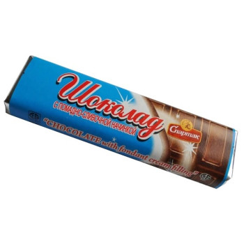 Батончик шоколадный темный с помадно-сливочной начинкой Спартак, 48г