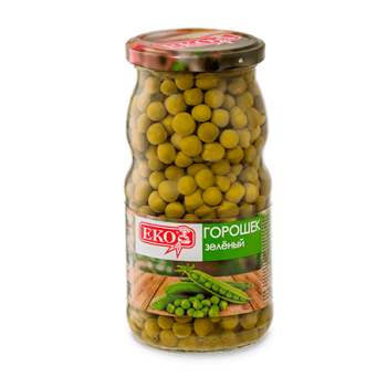 Горошек зеленый стекло 12х480гр (ЭКО)