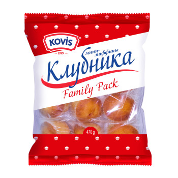 Кондитерские изделия мини-маффины клубничный крем Kovis, 470г