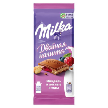 Милка Шоколад 80г.  (начинка) Миндаль и Лесные ягоды