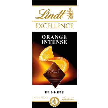 Шоколад темный Lindt с апельсином и миндалем, 100г